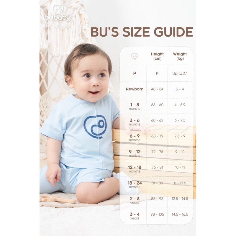 BU Baby - Body 2in1 cúc giữa cho bé - Body BU Bamboo