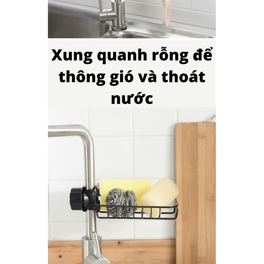 Giỏ inox vòi bồn rửa đựng đồ rửa chén tiện dụng, giá treo inox gắn vòi nước nhà bếp, nhà tắm dễ lắp đặt