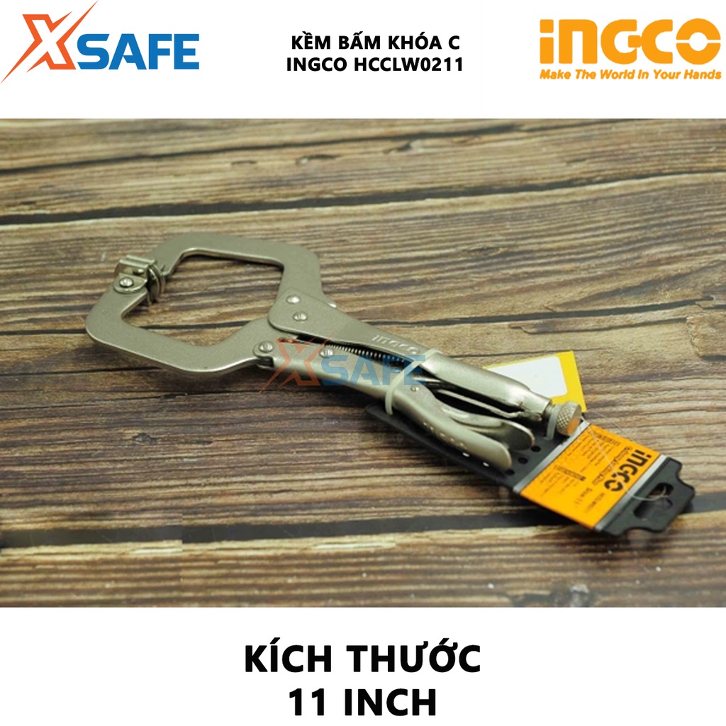 Kềm bấm khóa C INGCO HCCLW0211 11 inch Kìm bấm thép mạ niken, thiết kế nhỏ gọn, thuận tiện