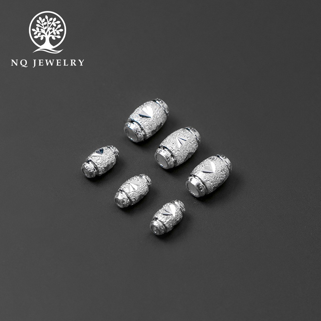 Charm bạc ô liu xỏ ngang (bạc trắng) - NQ Jewelry