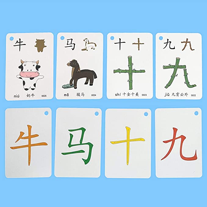 Set 250 Thẻ Bài Học Tiếng Trung Nhiều Màu Sắc Cho Bé