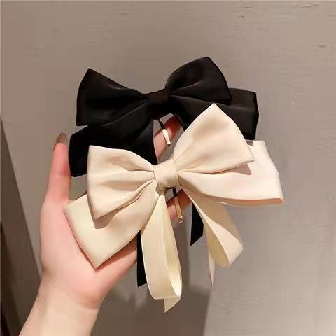 Kẹp Tóc Nơ Bằng Satin Phong Cách Retro Dễ Phối Đồ Dành Cho Nữ