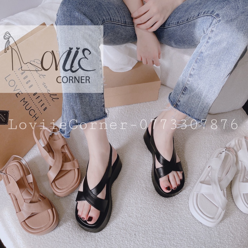 SANDAL XUỒNG LOVIIECORNER - GIÀY THỜI TRANG PHONG CÁCH NỮ TÍNH QUAI NGANG CHÉO ĐẾ BẰNG S220711