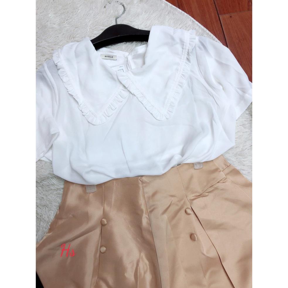 Set Áo Cổ Bèo Mix Quần Cúc Xếp Li Unisex X.store Có Ảnh Thật + Đánh Giá