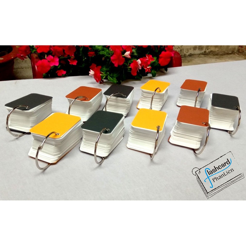 Mua 1 tặng 3 - Hàng cao cấp - 1000 thẻ Flashcard trắng bo góc học tiếng anh đủ size