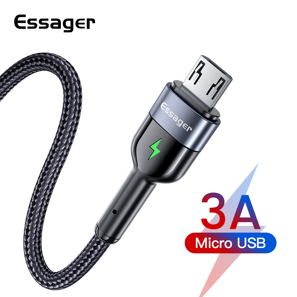 Cáp ESSAGER sạc nhanh / truyền dữ liệu kết nối cổng micro USB tích hợp đèn LED cho điện thoại android