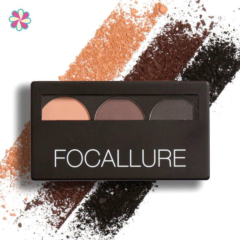 (hàng Mới Về) Bảng Phấn Trang Điểm Lông Mày 3 Màu Chống Thấm Nước Không Bị Nhòe Kèm Gương Và Cọ Focallure | BigBuy360 - bigbuy360.vn