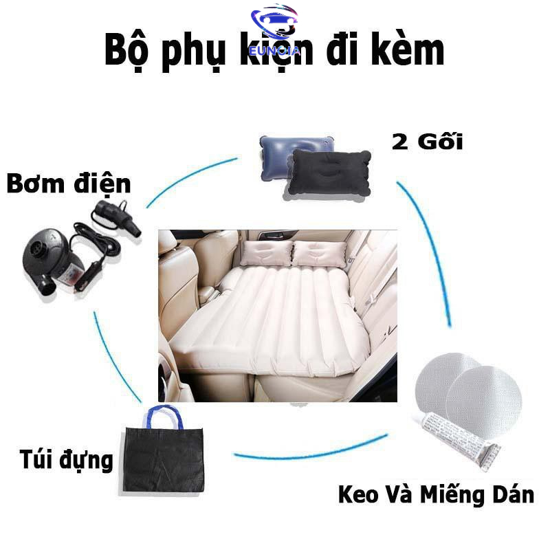 Đệm Hơi Ô Tô Cao Cấp - Bao Gồm Bơm Điện, Gối, Miếng Vá Dự Phòng
