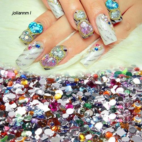 Set 2000 Hạt Cườm Đá Acrylic Mặt Phẳng Đính Móng Nghệ Thuật Diy