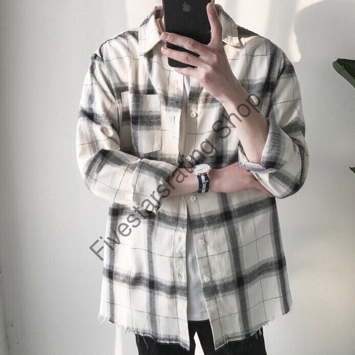 Giảm Giá_ Áo Khoác Sơ Mi UNISEX Caro Cao Cấp _Fivestarsrating