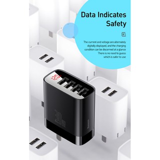 Sạc Baseus 4 USB 30W Mirror Lake Digital -CCJMHB