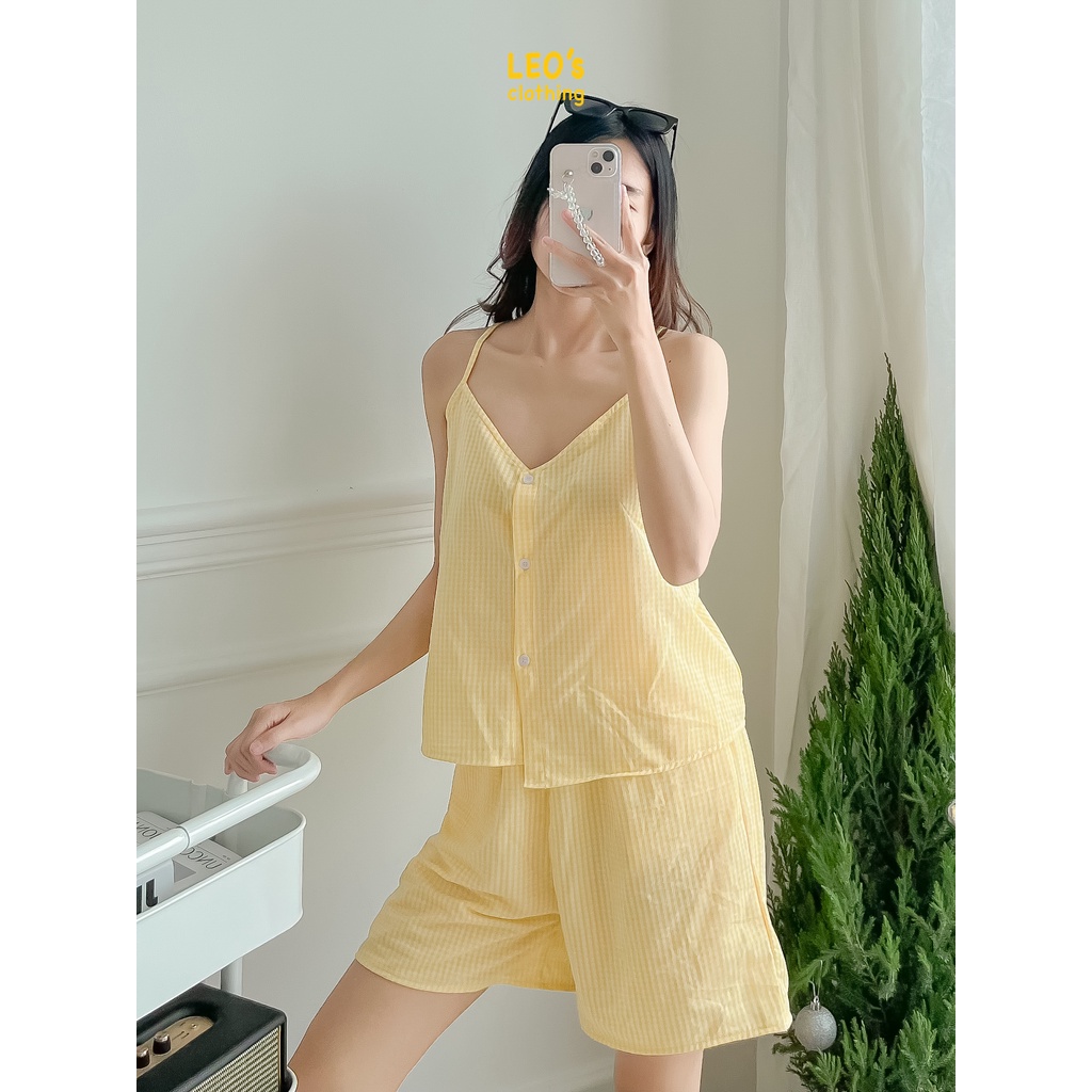 Bộ Đồ Ngủ Pijama Hai Dây Nút LEO's clothing DB12 | BigBuy360 - bigbuy360.vn