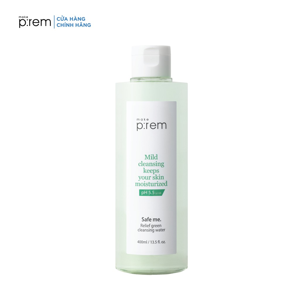 Tẩy trang dạng nước Make P:rem Safe me. Relief Green Cleansing Water 400ml