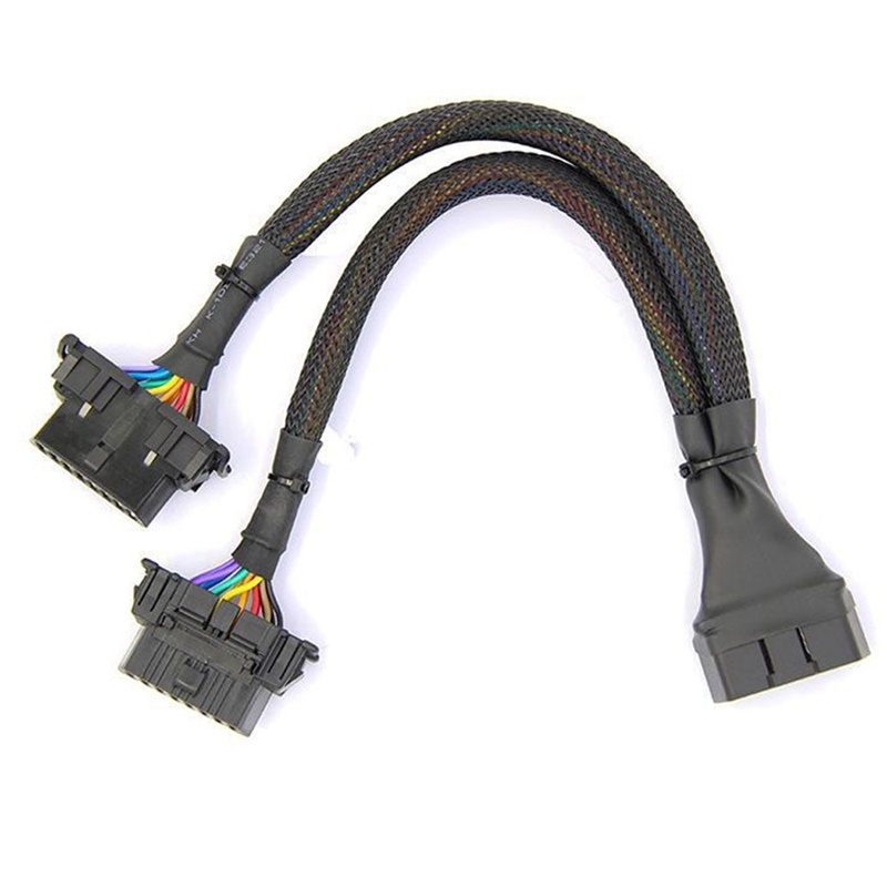 Dây Cáp Nối Dài 2 Trong 1 OBD2 OBDII Male Sang 2 Female Dài 30CM