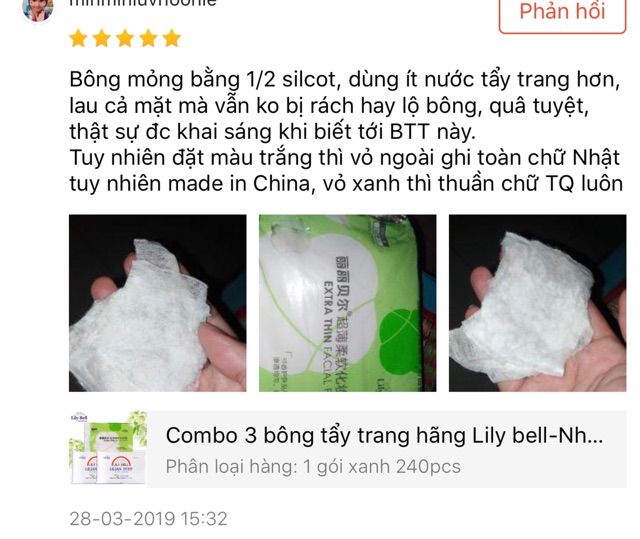 {Sẵn+hoá đơn} Bông tẩy trang xanh,trắngLilybell-Nhật Bản | BigBuy360 - bigbuy360.vn
