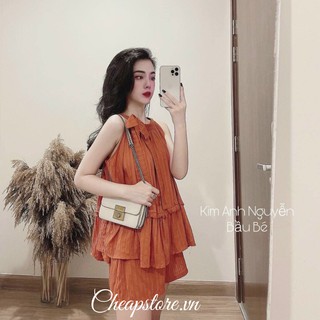 Set Bộ Quần Đùi Áo Cổ Yếm babydoll Set Yếm Đũi Thô Sang Chảnh Dạo Phố hottrend