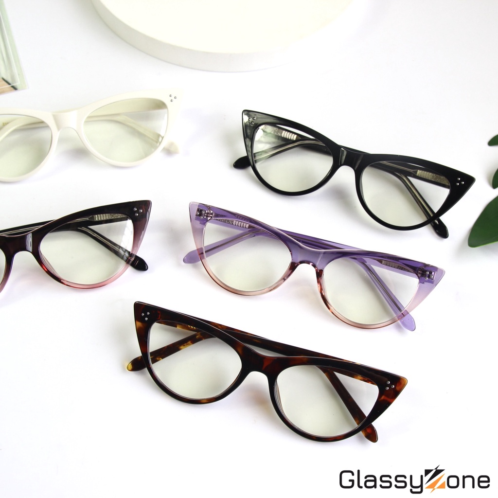 Gọng kính cận, Mắt kính giả cận nhựa Form mắt mèo thời trang Nữ Dinah - GlassyZone