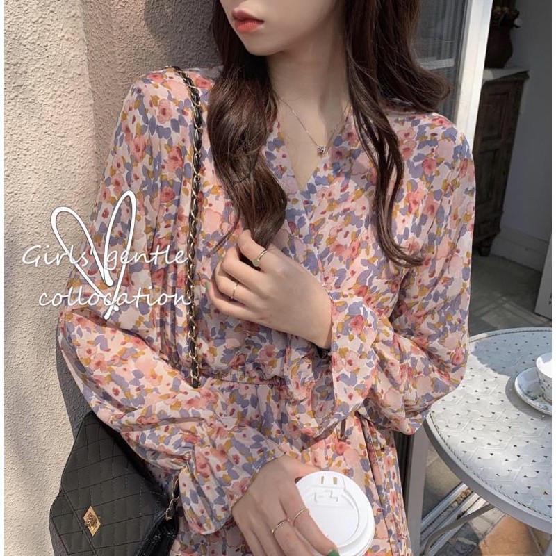 Váy hoa voan 2 lớp