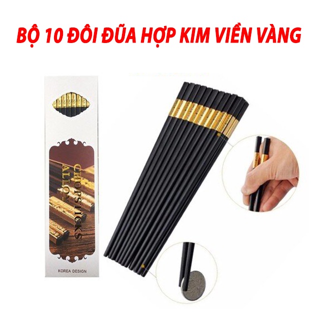 Bộ 10 Đôi Đũa ăn mạ Vàng Đũa ăn hàn quốc Đũa ăn cao cấp bộ đũa đũa ăn cơm bộ đũa cao cấp