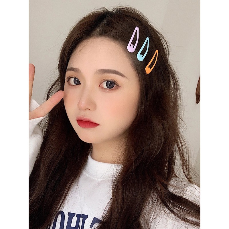 Kẹp tóc kim loại màu trơn đơn giản phong cách Hàn Quốc dành cho nữ