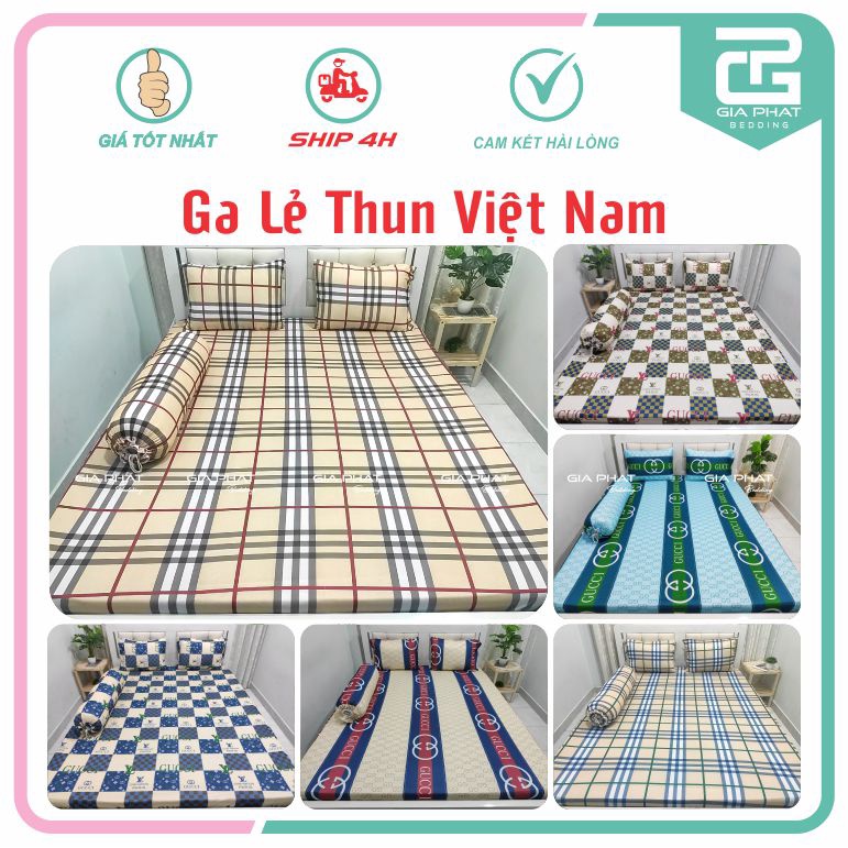 Ga giường lẻ thun lạnh Việt Nam cao cấp Kẻ sọc ( Đủ kích thước, không áo gối)