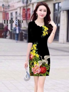 Đầm in hoa 3D cao cấp
