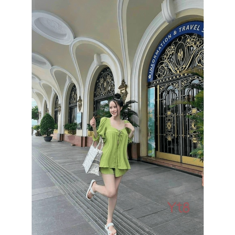 (FREE SHIP) SÉT ĐÙI NỮ CHẤT LIỆU XỐP MẶC CỰC MÁT PHỐI NHÚN HÀI HÒA TÔN DÁNG SÁNG DA HHP