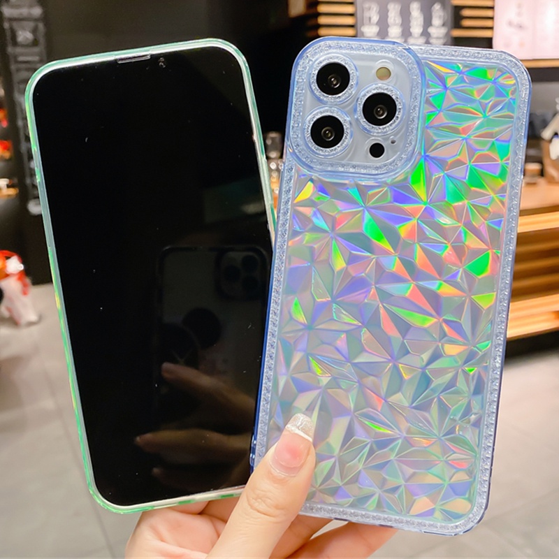 Ốp Điện Thoại Silicon Mềm Trong Suốt Họa Tiết Kim Cương 3D Cho iPhone 14 Pro Max 13 Pro Max 12 MiNi 11 X XS XR 7 8 Plus 6S