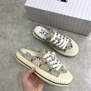 giày thể thao đạp gót nâu sục Mlb nâu, Mlb mule mono nâu