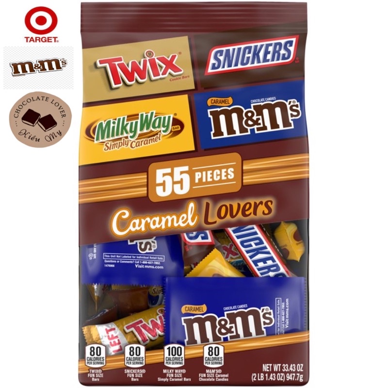 [Date 10/23] Kẹo socola Mỹ Caramel Lovers mixed Twix, Snicker, Milky Way và M&amp;M Mỹ túi 947g