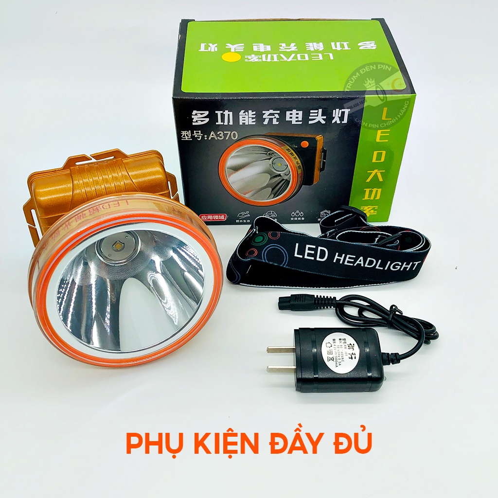 Đèn pin đội đầu siêu sáng 500W YUXING A370 LED chiếu xa chống nước ánh sáng Vàng và Trắng đèn đeo đầu soi ếch