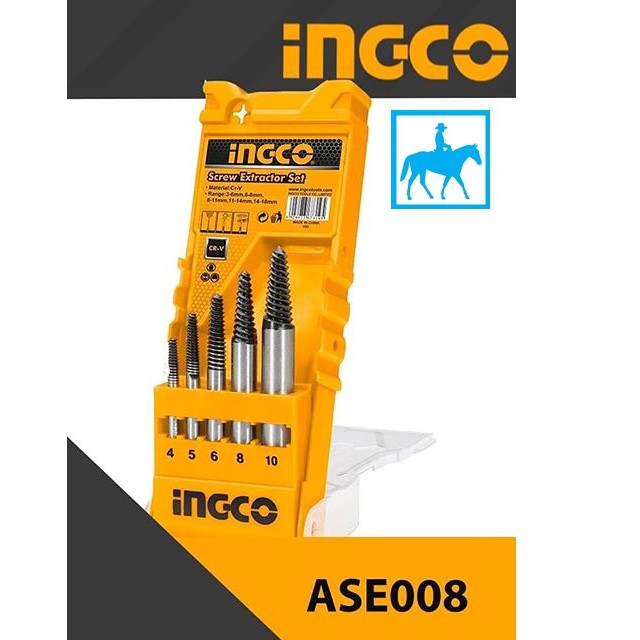 INGCO Bộ 5 mũi taro lấy ốc gãy 3-18mm TOTAL ASE001 ASE008