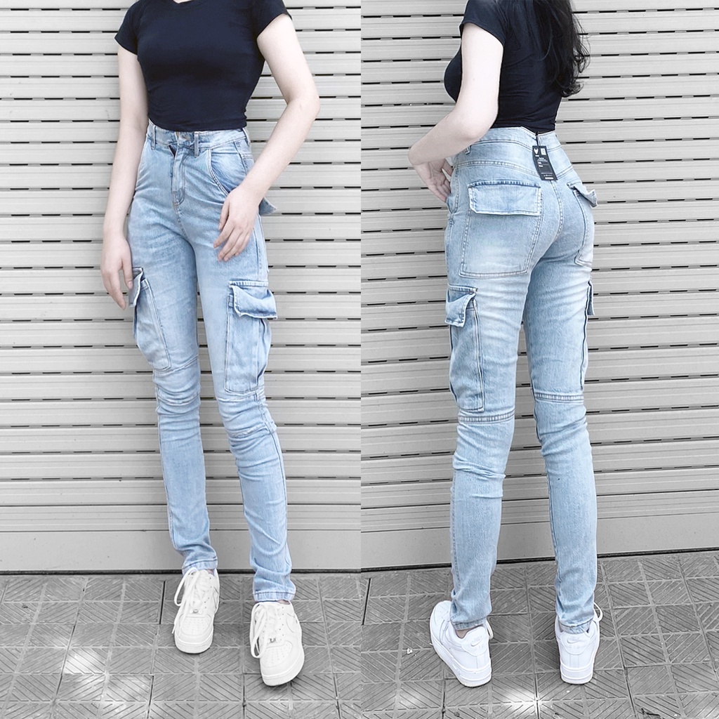 Quần Jean nữ túi hộp xanh bạc Lexuza 0115