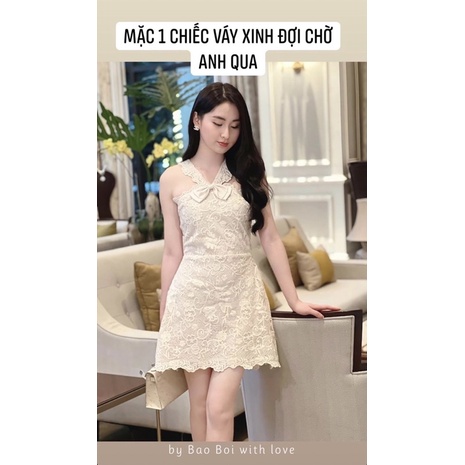 Váy ren hoa cổ yếm