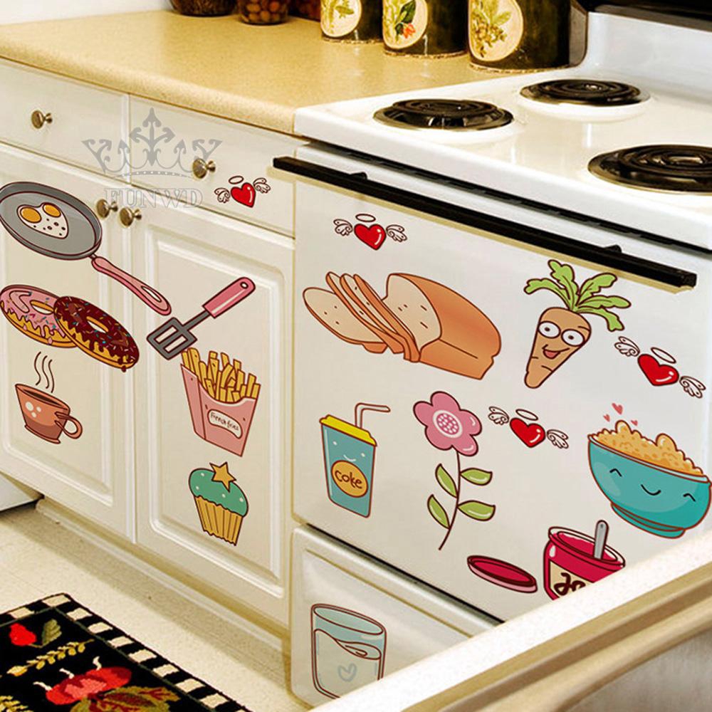 Miếng dán tường trang trí hình đồ ăn kích thước 40*30CM