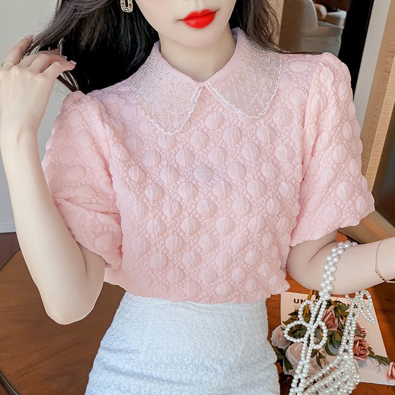 Áo Sơ Mi Cổ Búp Bê Dáng Rộng Phong Cách Hàn Quốc Thời Trang Mùa Hè Mới Cho Nữ