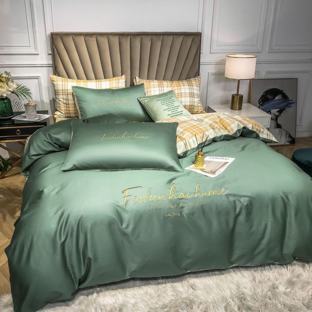 Sét chăn ga gối lụa thêu nhập khẩu hót hít 2020