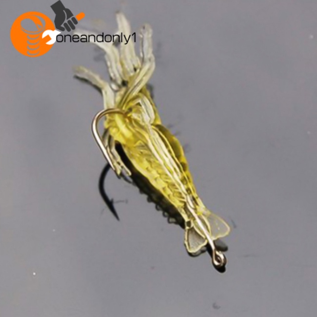 Mồi Câu Cá Giả Hình Tôm Mềm 4cm Phát Sáng Trong Tối Kèm Móc Tiện Dụng