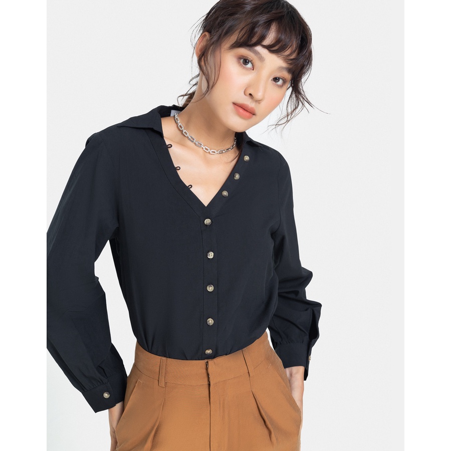 Áo Sơ Mi Nữ Thời Trang JUNO Dáng Vừa Tay Dài JNASM011