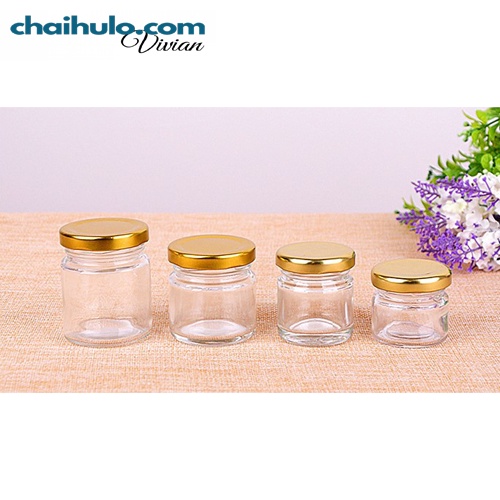 Hũ Yến, Hũ Thủy Tinh Tròn Nắp Đen/Vàng Dày Dặn, Nhỏ Gọn Dung Tích 25ml, 35ml, 50ml, 75ml