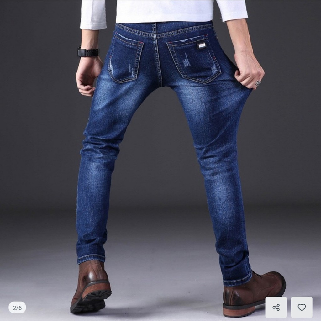 quần jeans nam ống suông cào nhẹ co giãn | BigBuy360 - bigbuy360.vn