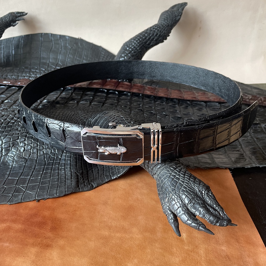 Dây Nịt Cá Sấu Thắt Lưng Nam Da Cá sấu Thật Da Liền Gai Nguyên Con ST380 Size Rộng 3.8cm Bảo Hành 24 Tháng Full Hộp