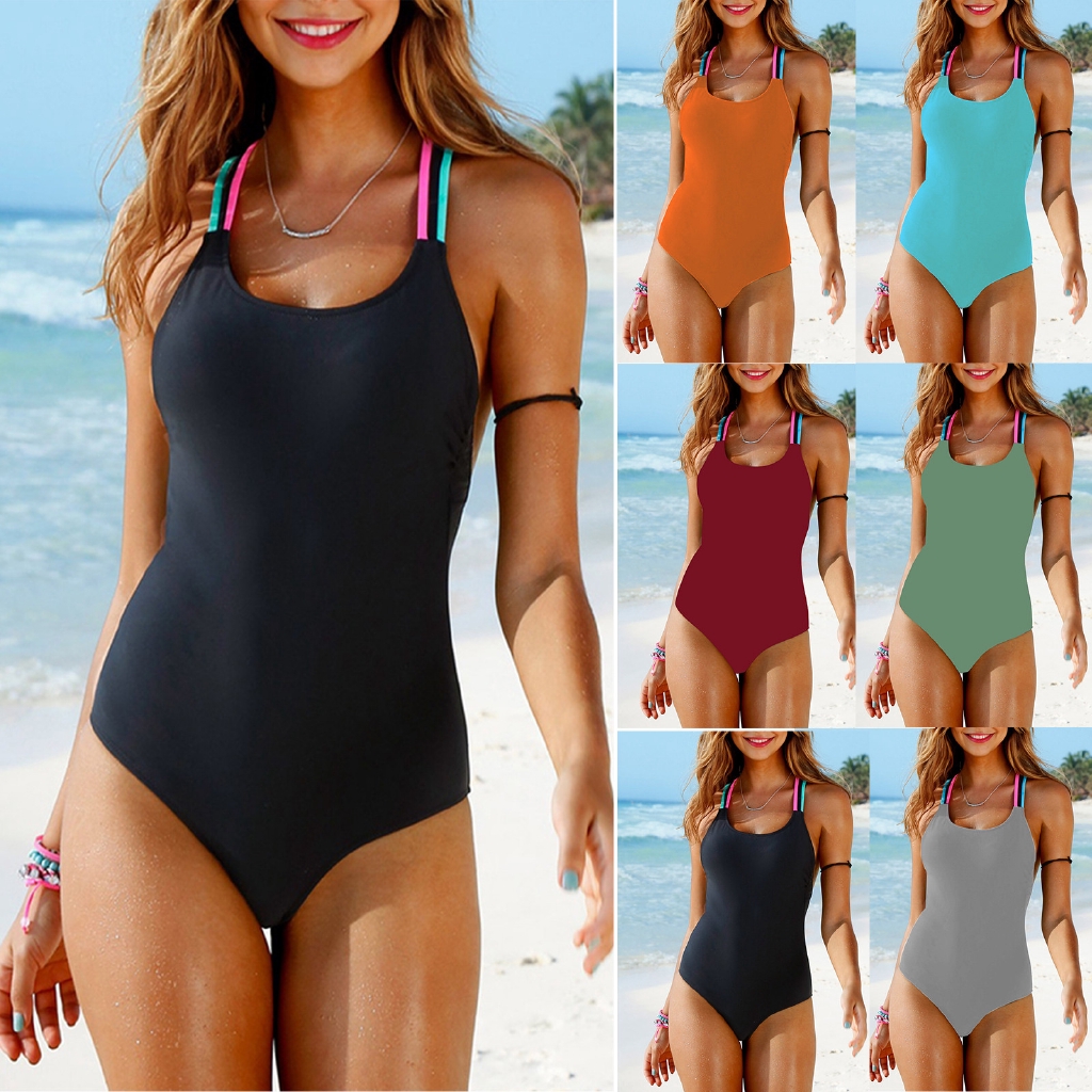 Đồ bơi một mảnh thiết kế màu trơn thanh lịch