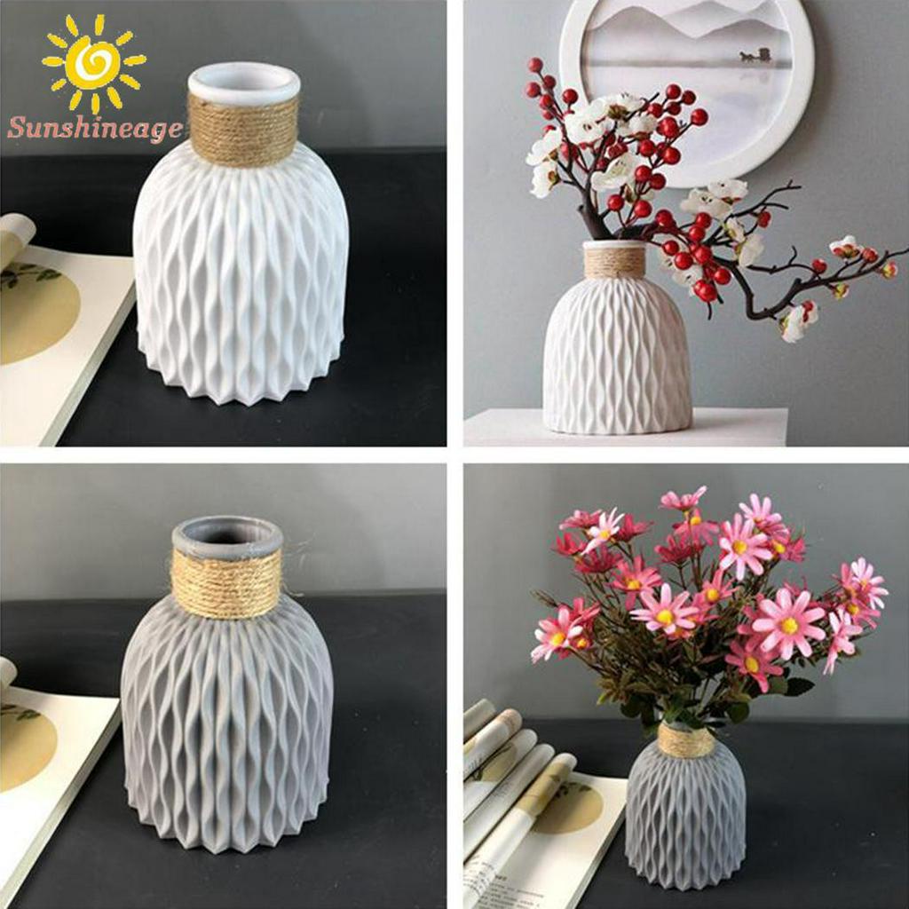 Bình hoa nhựa giả đan mây thủ công trang trí tiện dụng