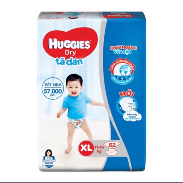 Tã Dán Huggies Dry size XL - 62 Miếng