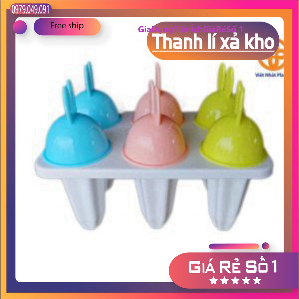 Khay làm kem 6 ngăn, nắp cute VIỆT NHẬT