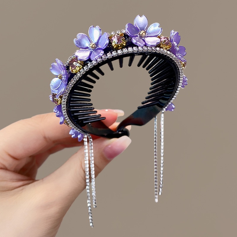 Kẹp Tóc Đuôi Ngựa Đính Đá Phối Tua Rua Dễ Thương Cho Bé Gái