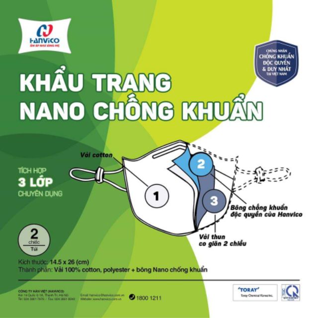 Khẩu trang NANO cao cấp thương hiệu Hanvico - Nhiều màu | BigBuy360 - bigbuy360.vn