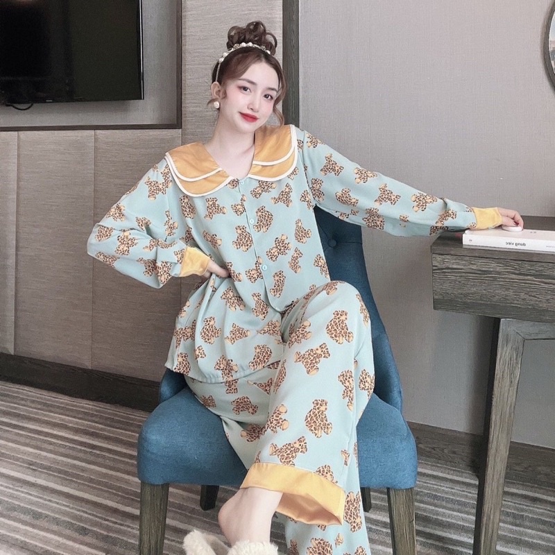 Đồ bộ nữ chất lụa cao cấp, Đồ ngủ pijama mặc nhà form rộng (50 - 110kg)