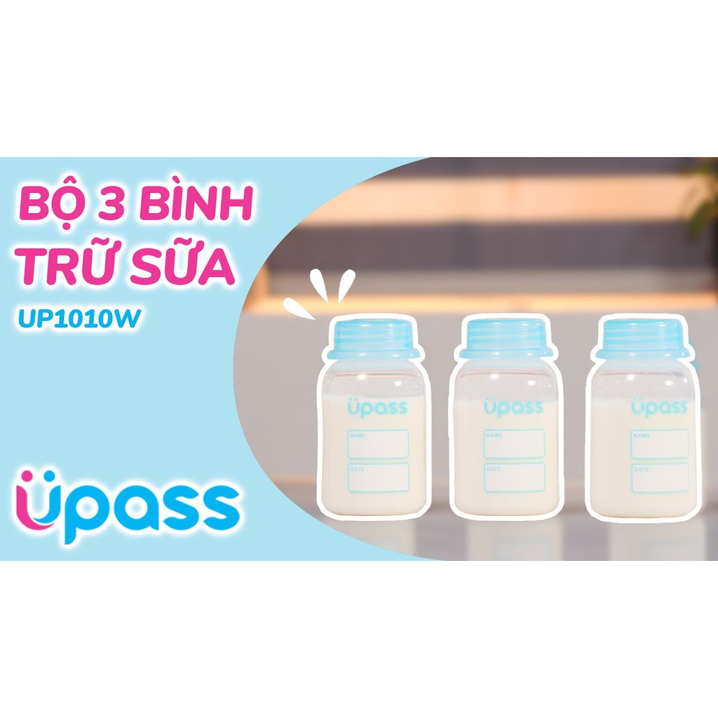 BỘ 3 BÌNH TRỮ SỮA MẸ cổ nhỏ 125ml UPASS UP0101W - Thái Lan